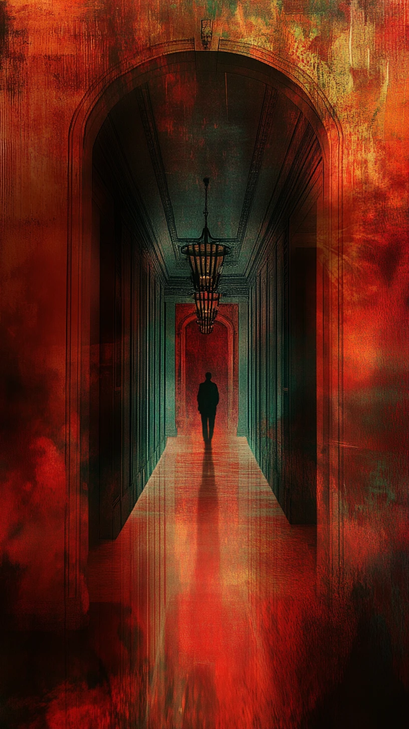Surreal anime inspired illustration with layered hidden imagery
