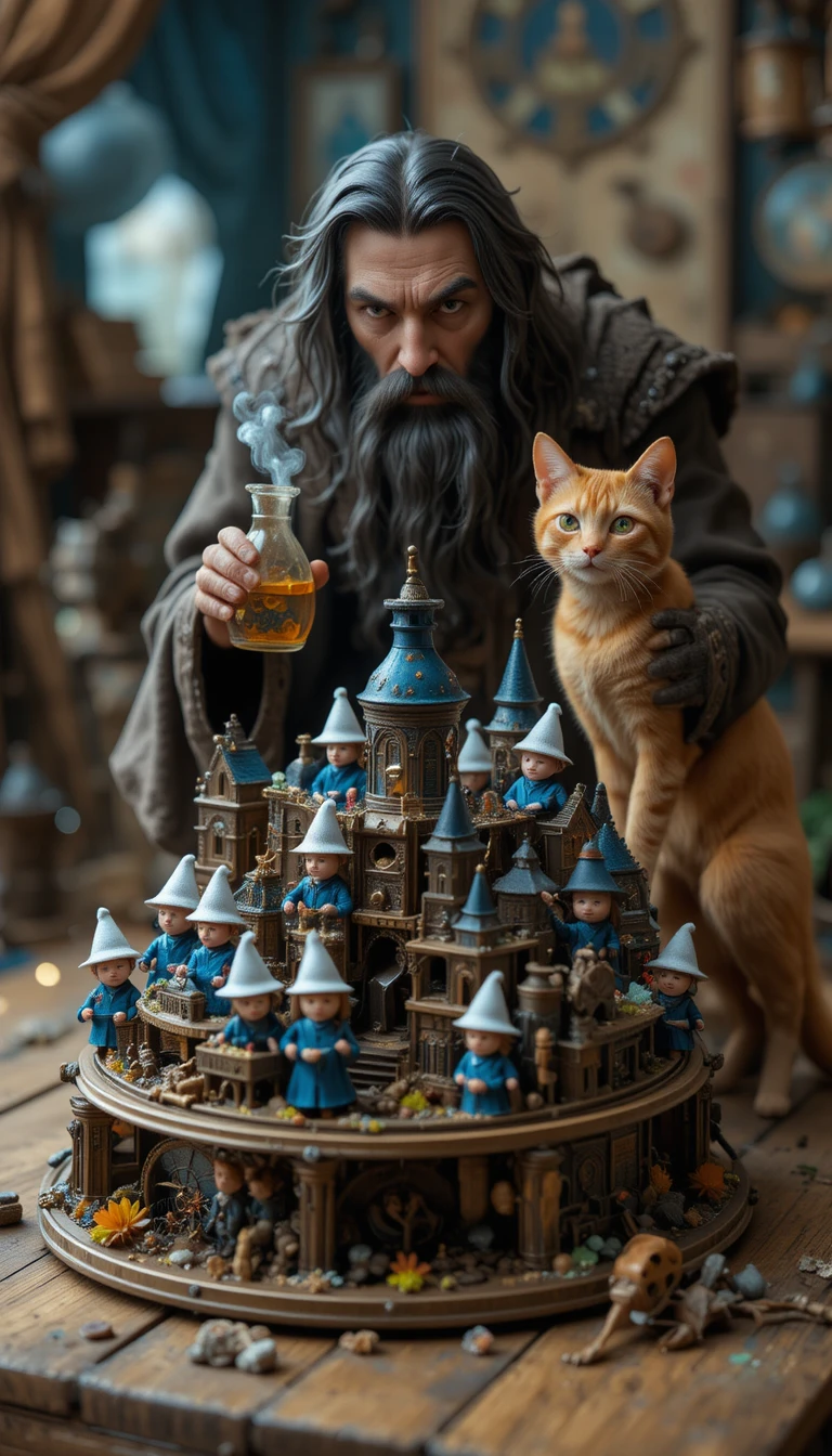 Cidade Steampunk em Miniatura Ameaçada por Feiticeiro Sinistro