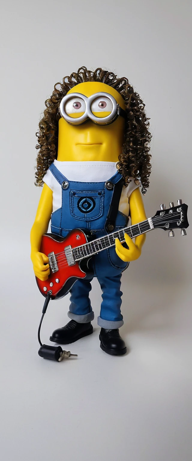 Groupe de rock de minions dessinés jouant du metal sur scène