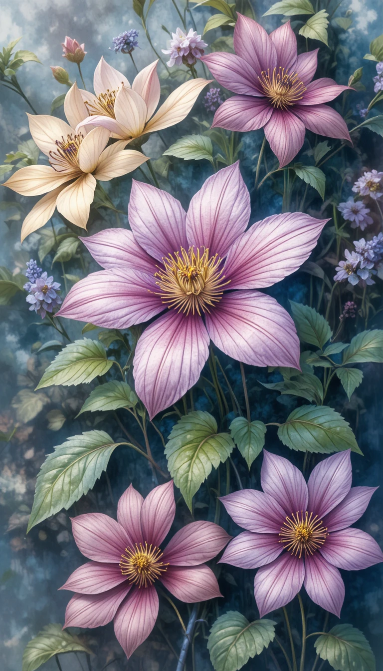 Ilustración de flores vectoriales en acuarela para diseño de folleto gráfico