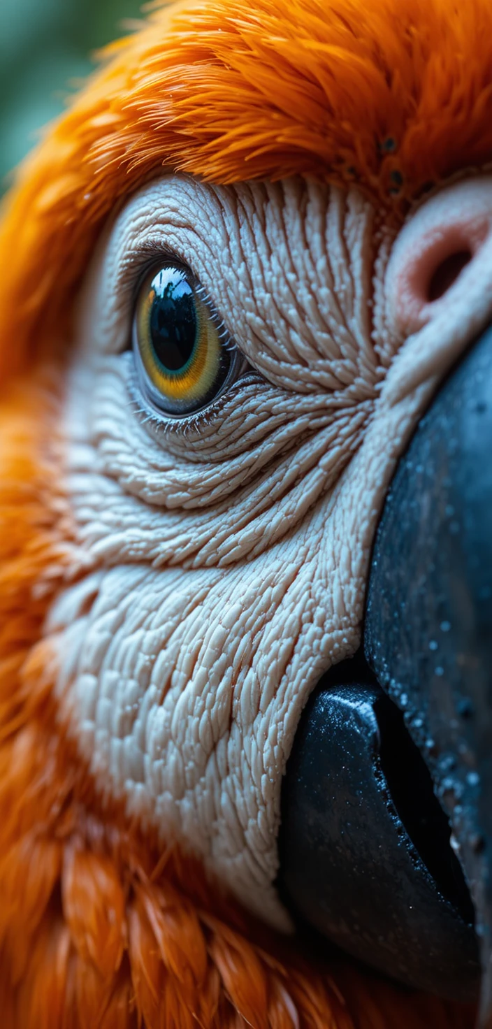 Pintura digital em close de uma cabeça de papagaio