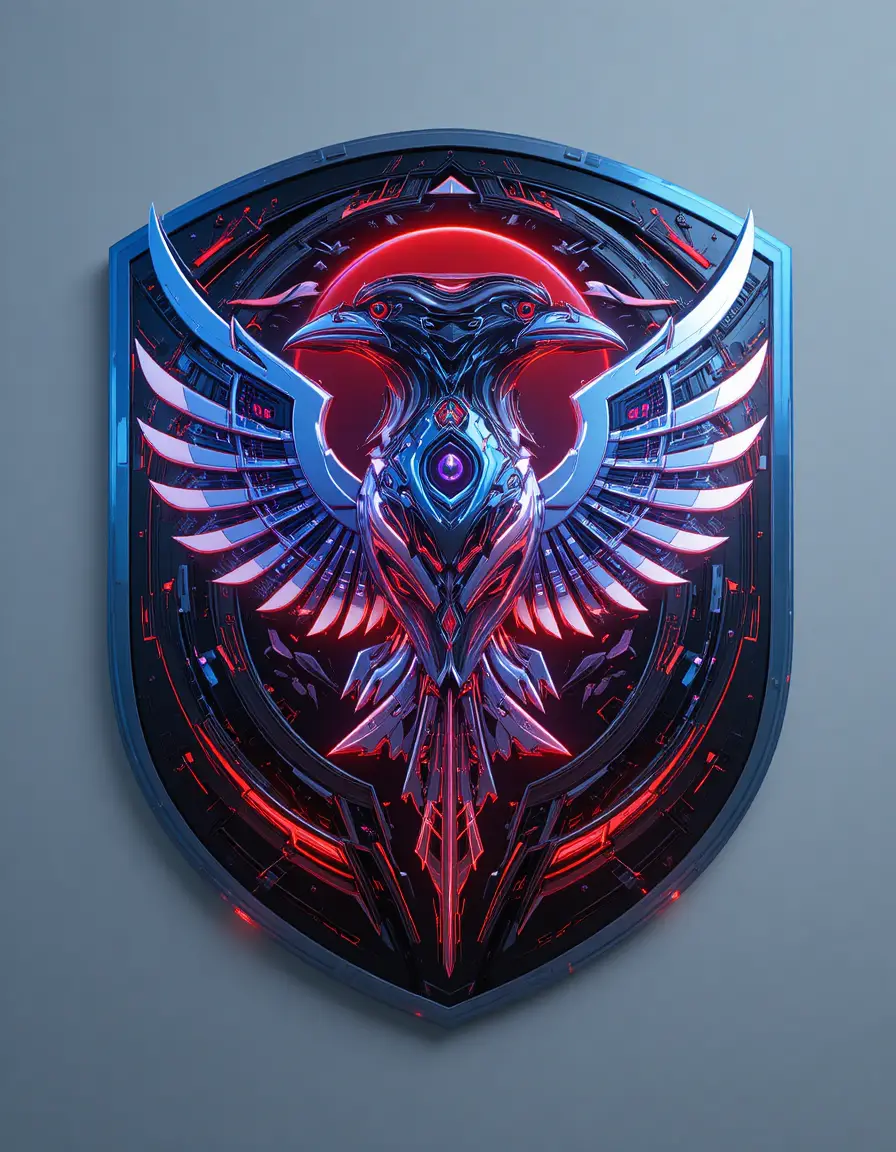Futuristic Cybernetic Raven Emblem For Japan World Cup Team
