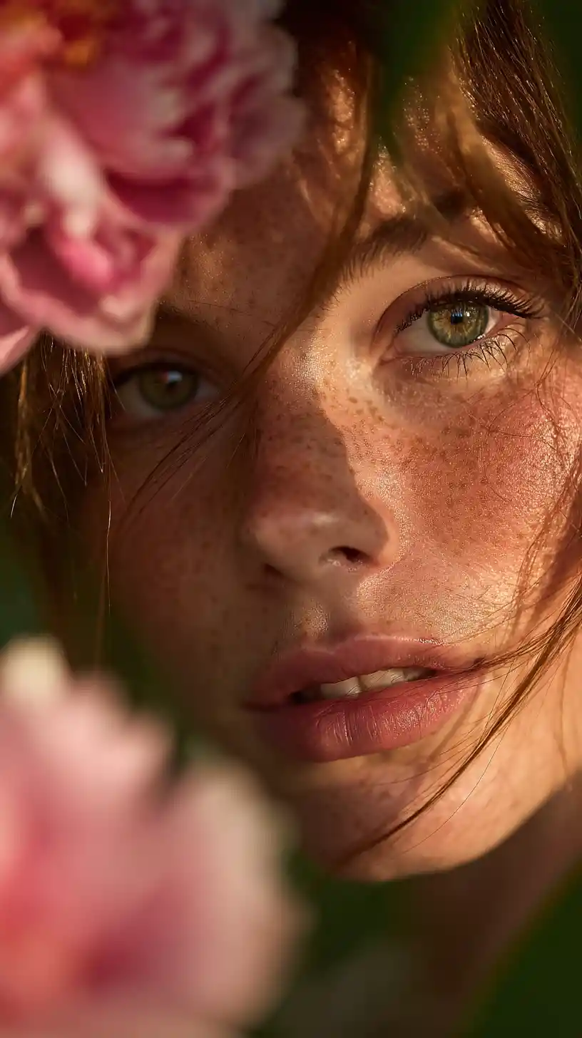 Young woman portrait in a lush botanical garden