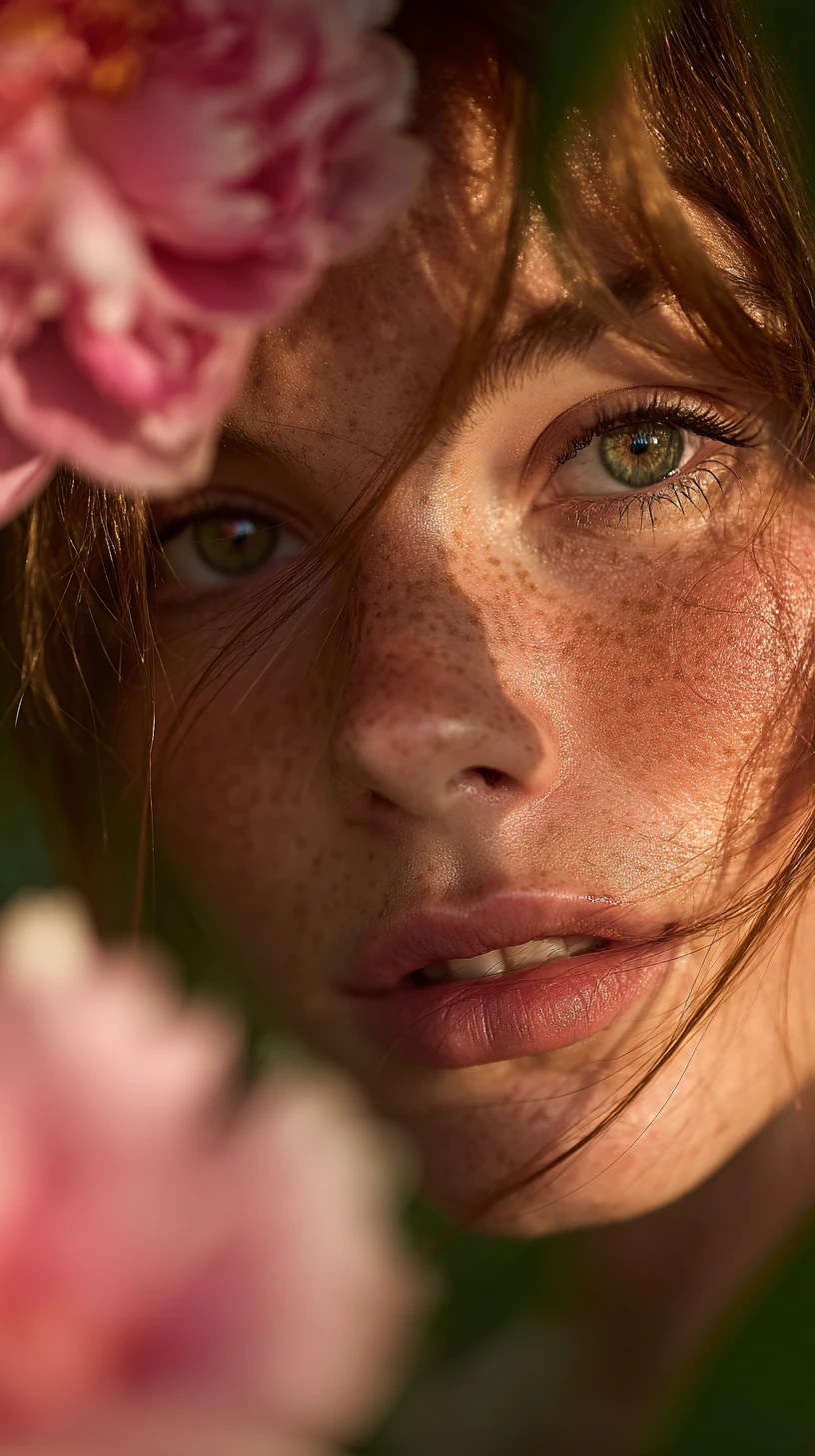 Retrato de jovem mulher em um jardim botânico exuberante