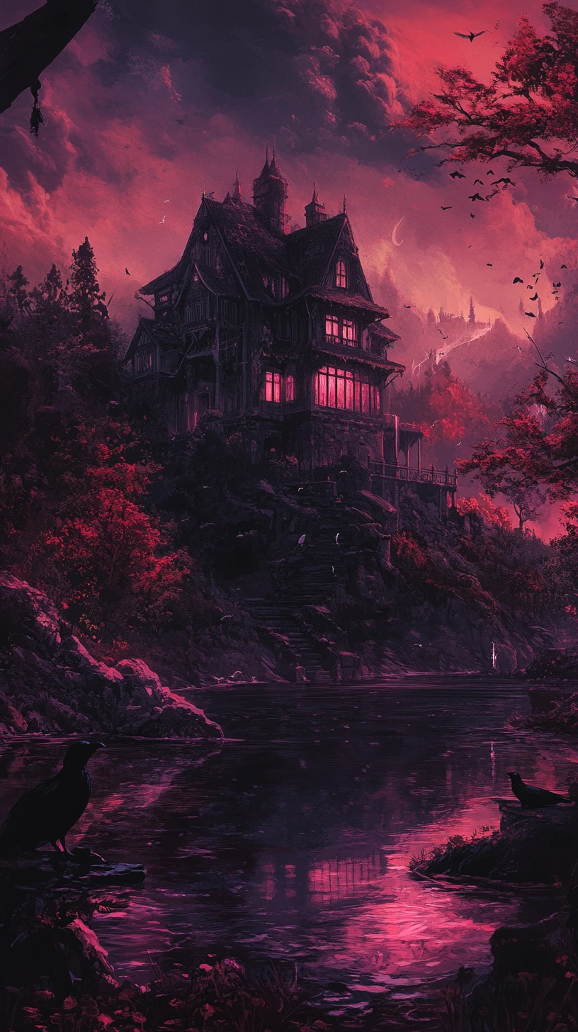 Terra dos sonhos sombria com fantasmas e um gato preto solitário