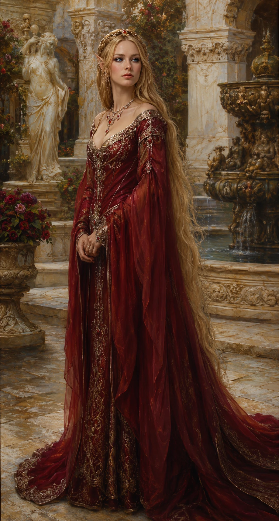 Renaissance-Porträt einer edlen Elfenfrau