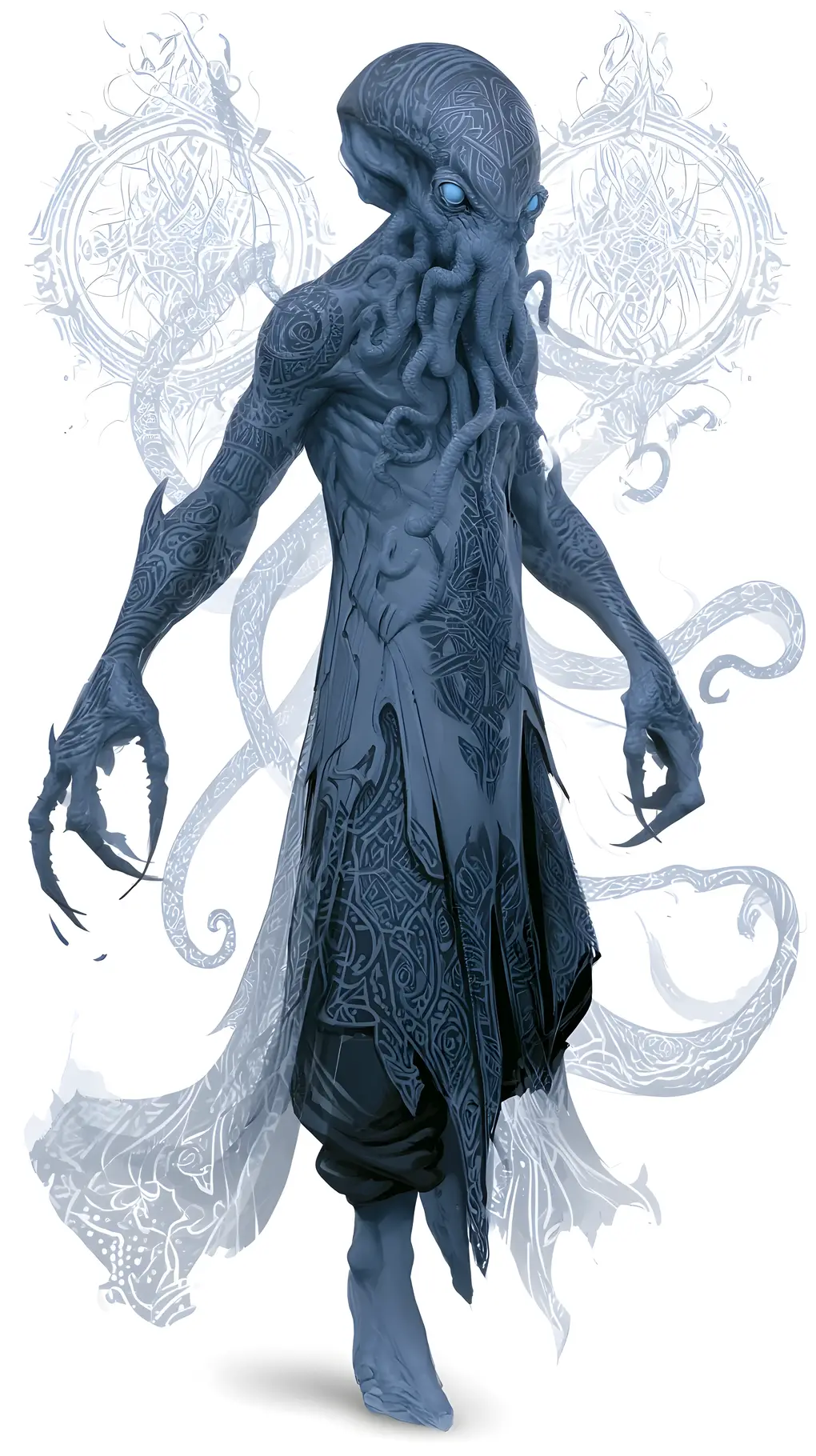 Ominous tentacled creature marked with shifting tribal tattoos