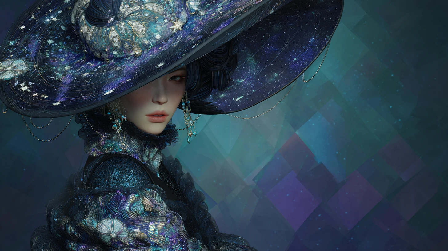 Strega giapponese mistica nella moda street di lusso celestiale