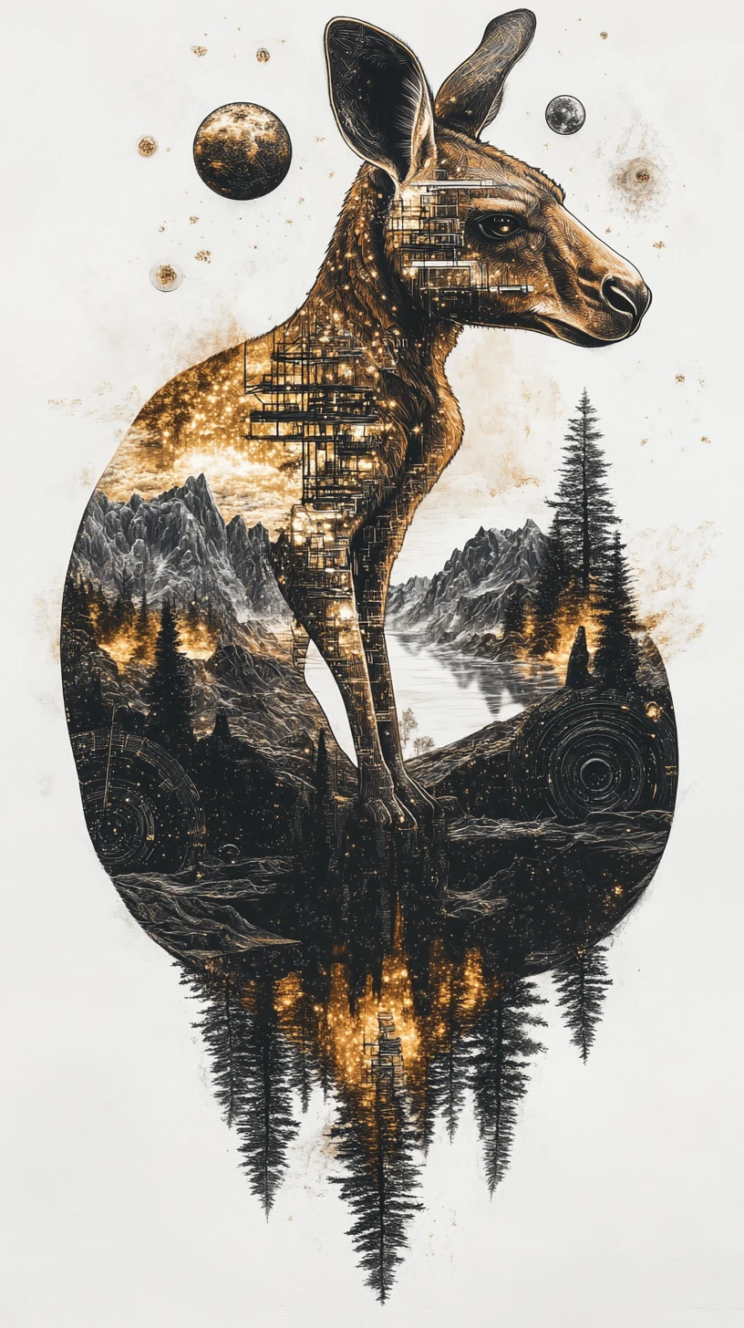 Surreal Kangaroo Formed Of Observatories In Desert Reflection