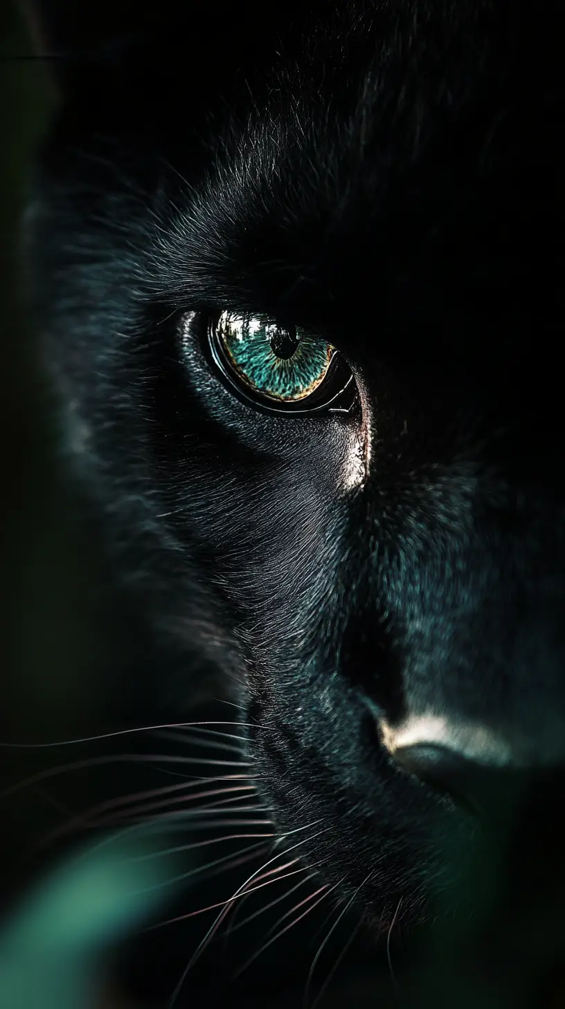 Schwarzer Panther-Porträt mit surrealem Baum im Auge