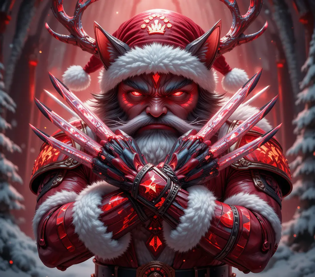 Close up crystal tabby cat warrior with glowing claws