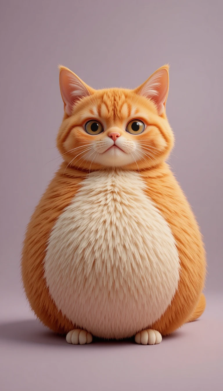 Gato laranja tigrado redondo e fofo em estúdio