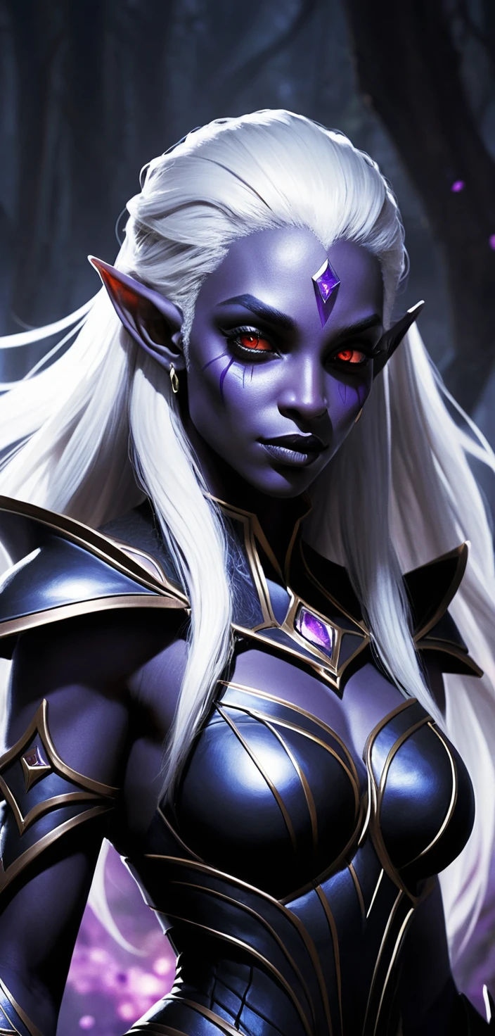 Elfa sombria de cabelos dourados em um retrato de fantasia