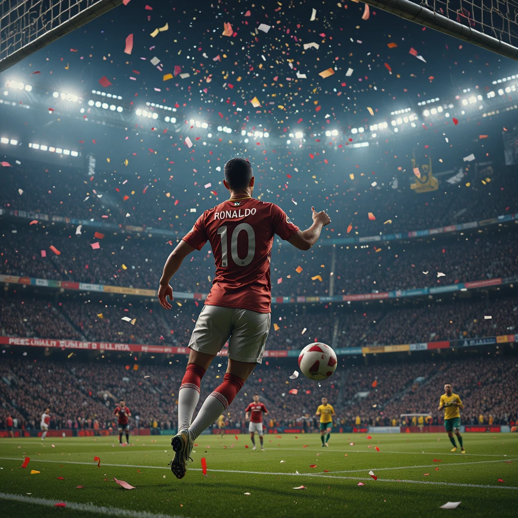 Soccer star scores dramatic winning goal in night stadium
