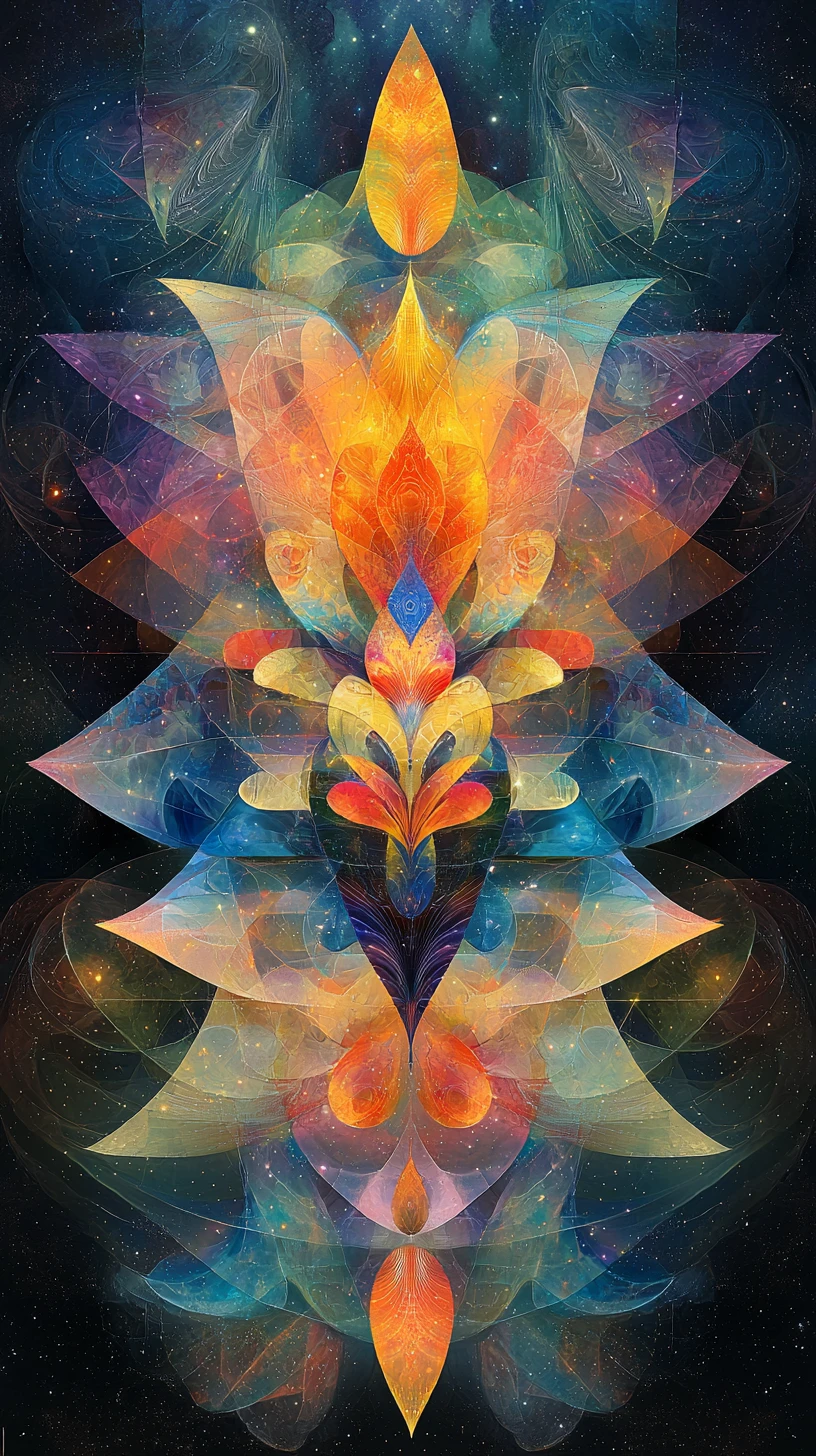 Nave espacial surreal cruzando dimensiones en un espacio cósmico abstracto