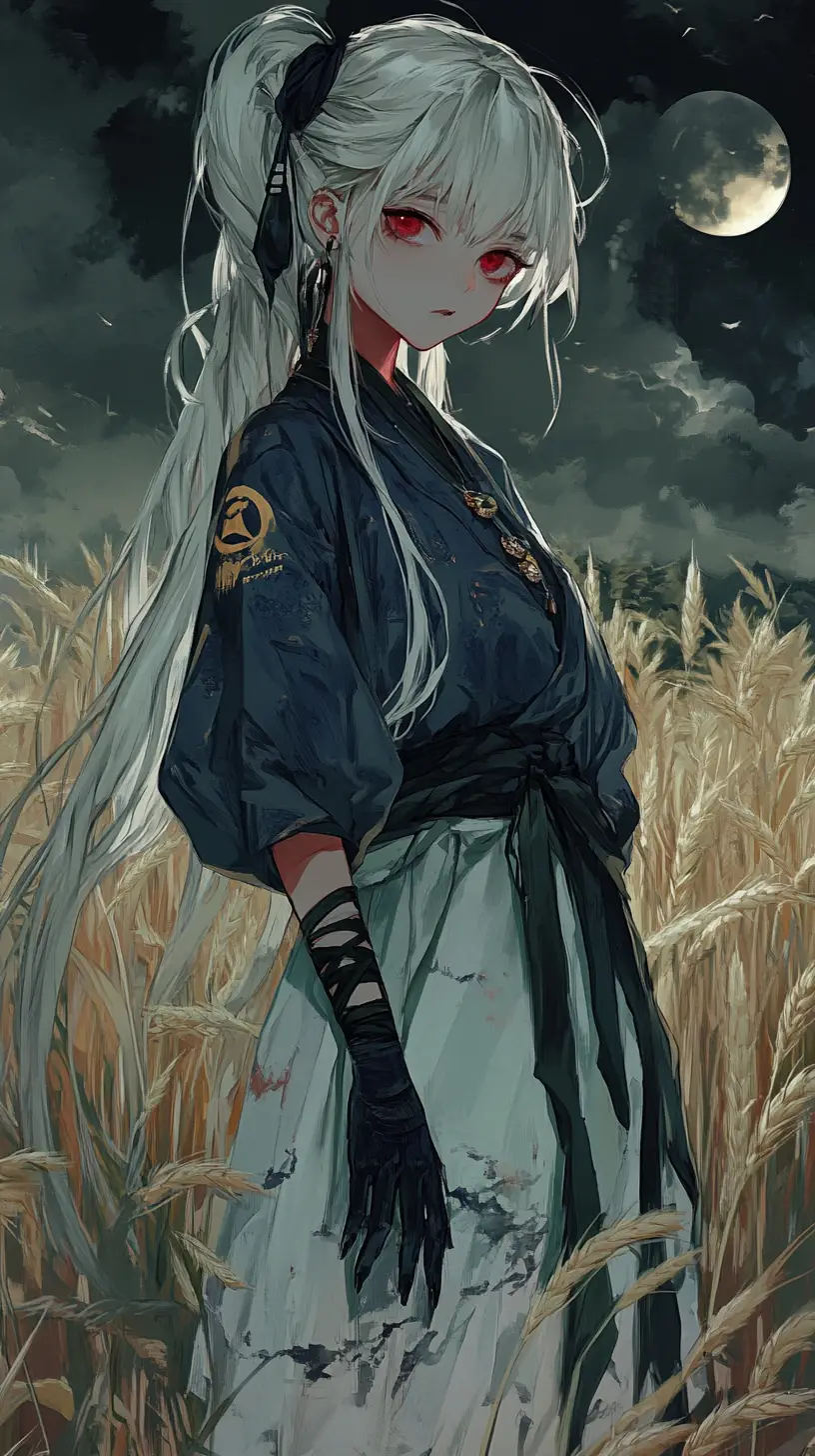 Fille d’anime dans un monde onirique sombre avec fantômes et vieille maison