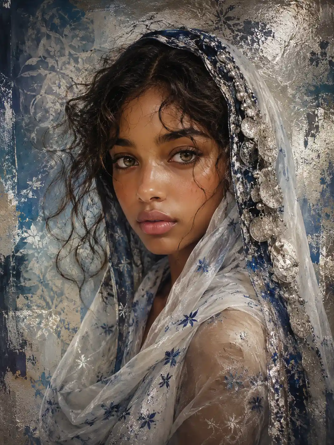 Portrait of a teenage girl with expressive green brown eyes
