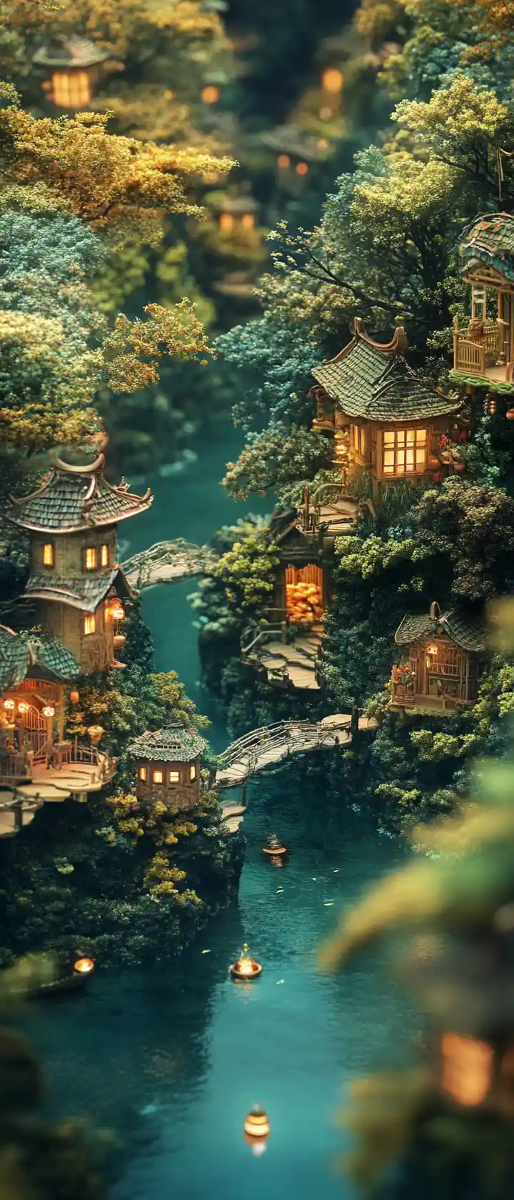 Bright surreal landscape with cheerful artistic atmosphere