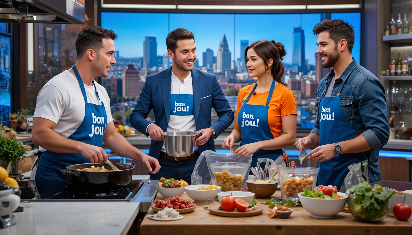 Giovane chef che cucina ai fornelli a induzione in una cucina studio