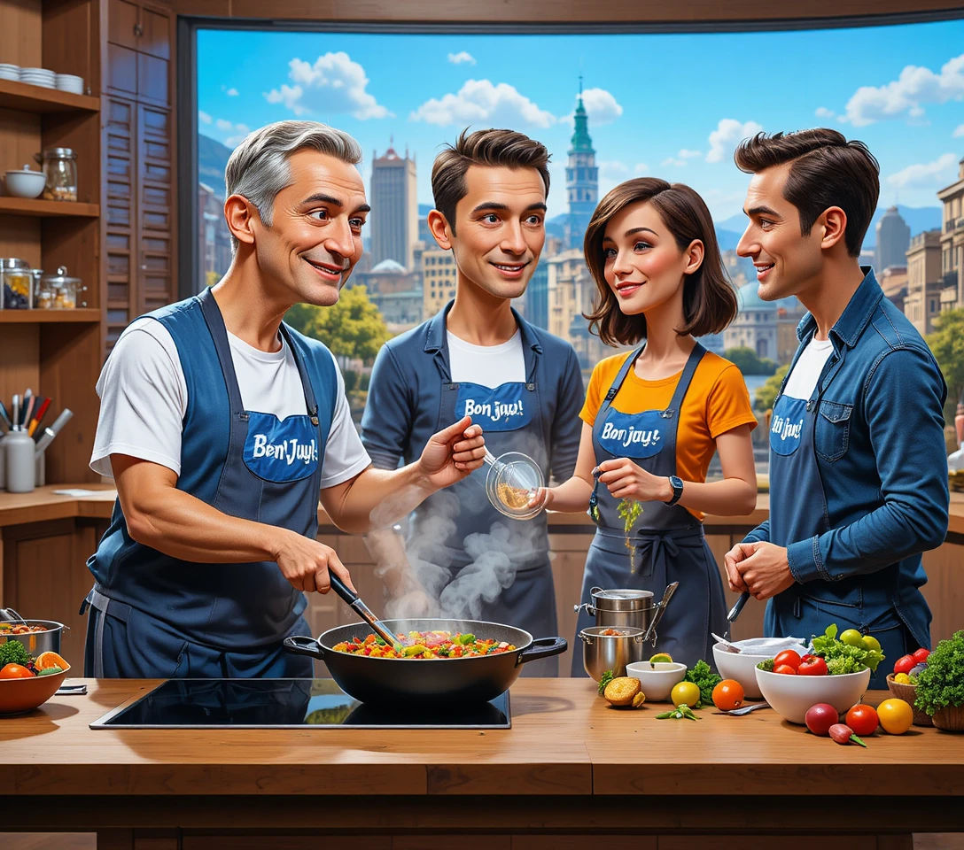 Uomo che cucina ai fornelli a induzione in una luminosa cucina studio