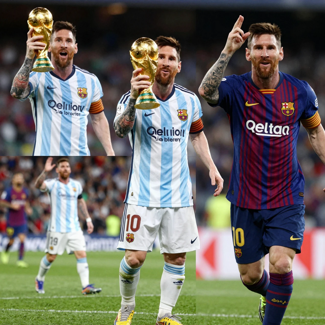 Lenda do futebol ergue o troféu da Copa do Mundo em comemoração