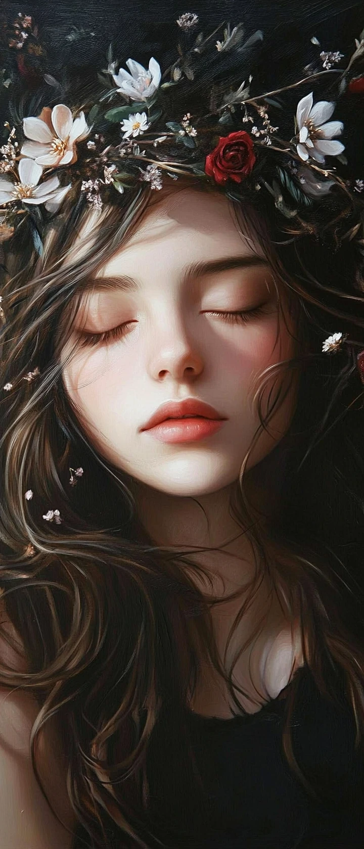 Bellissima ragazza fantasy che emerge da un dipinto vivente