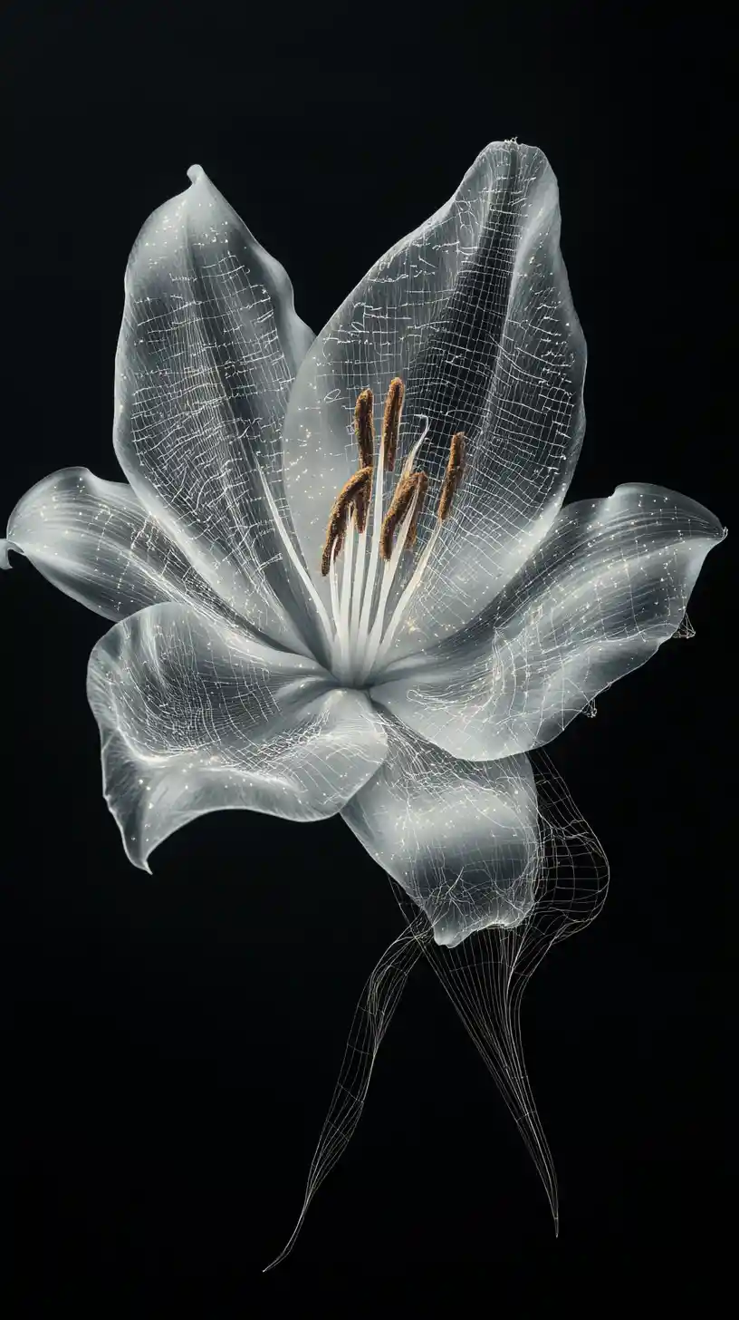 Translucent Lily Between Life And Memory In Darkness