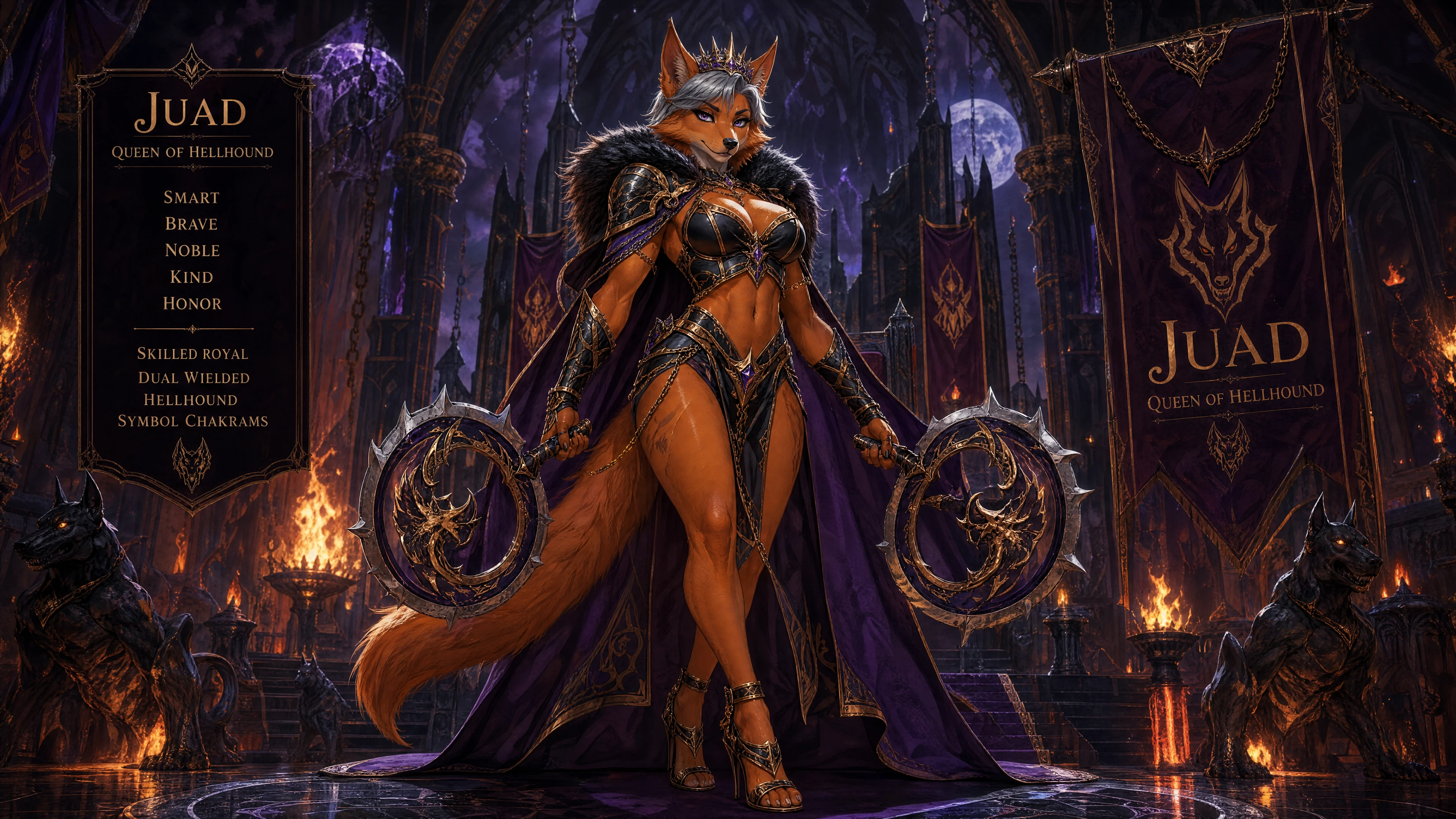 Rainha infernal majestosa em suntuosas vestes reais