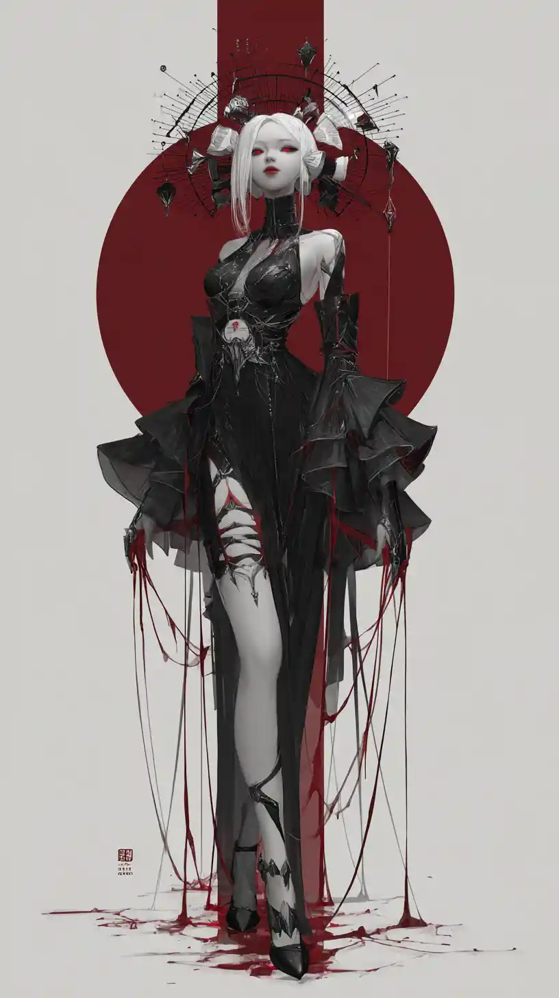 Elegant fantasy woman formed from blood and mirrors
