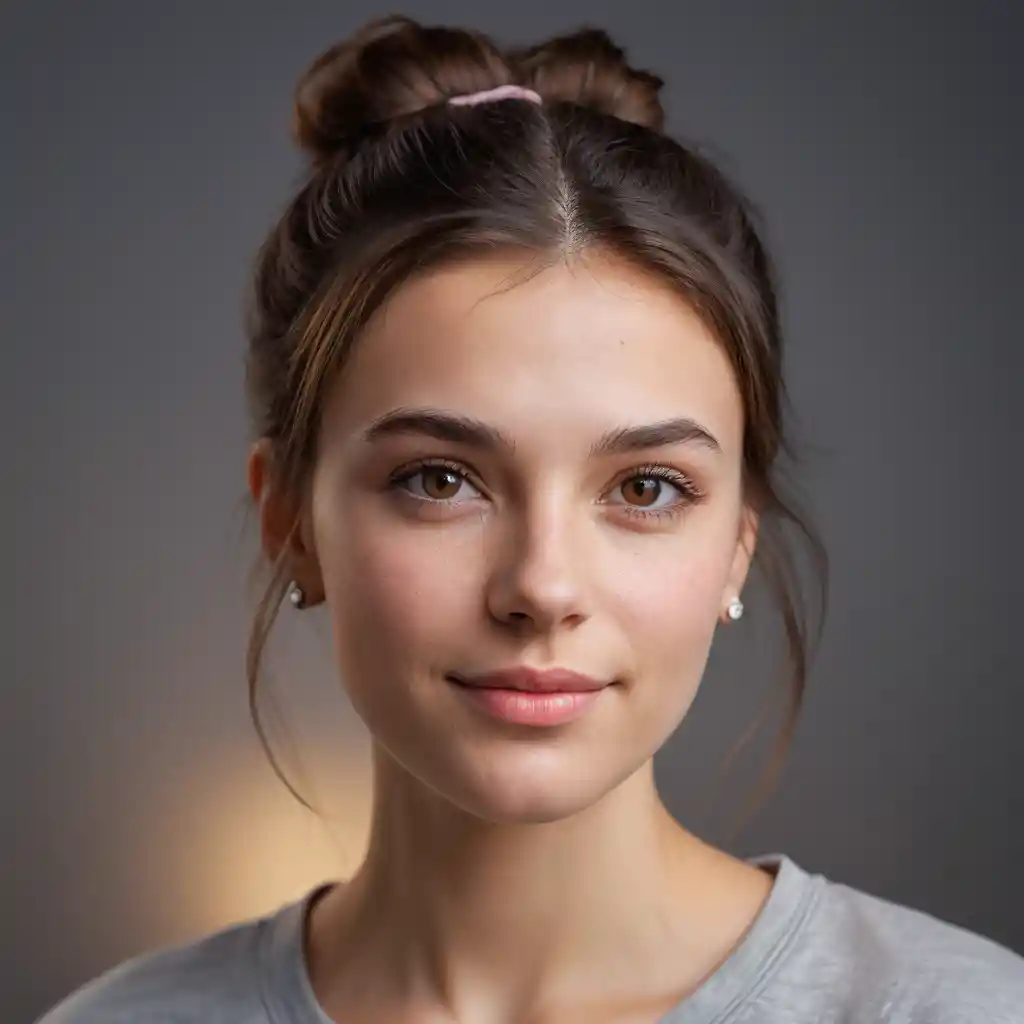 Playful close up portrait of a young woman indoors