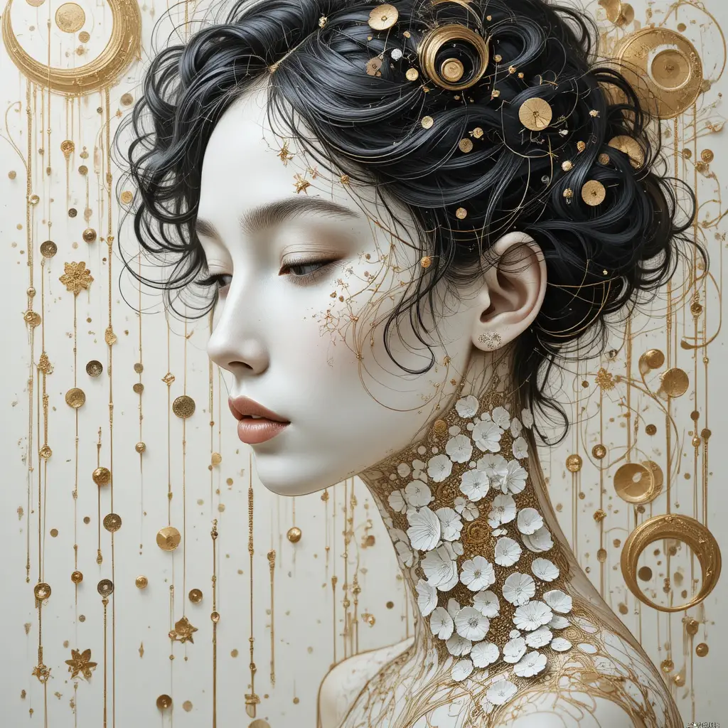 White And Gold Abstract Painting With 3D Textured Effect