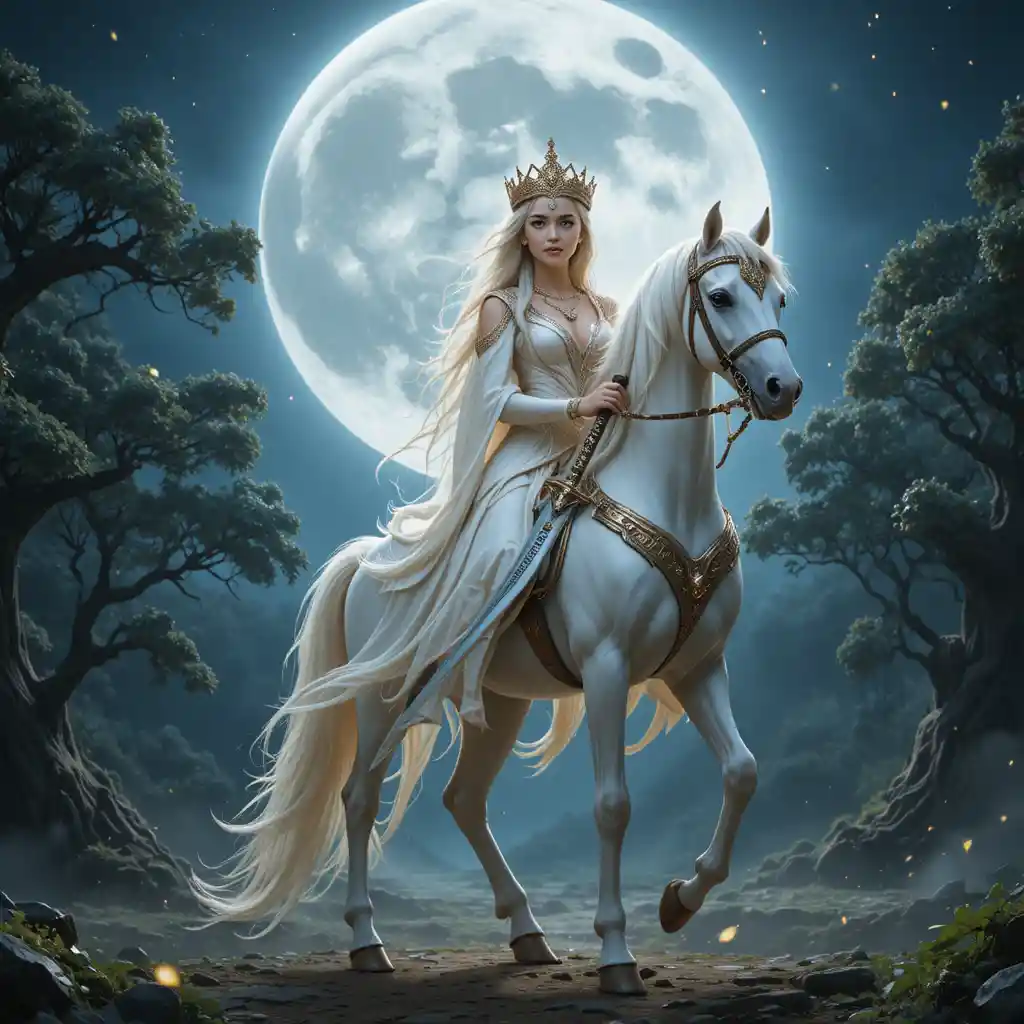 Regina centauro al chiaro di luna, guardiana di una foresta mistica