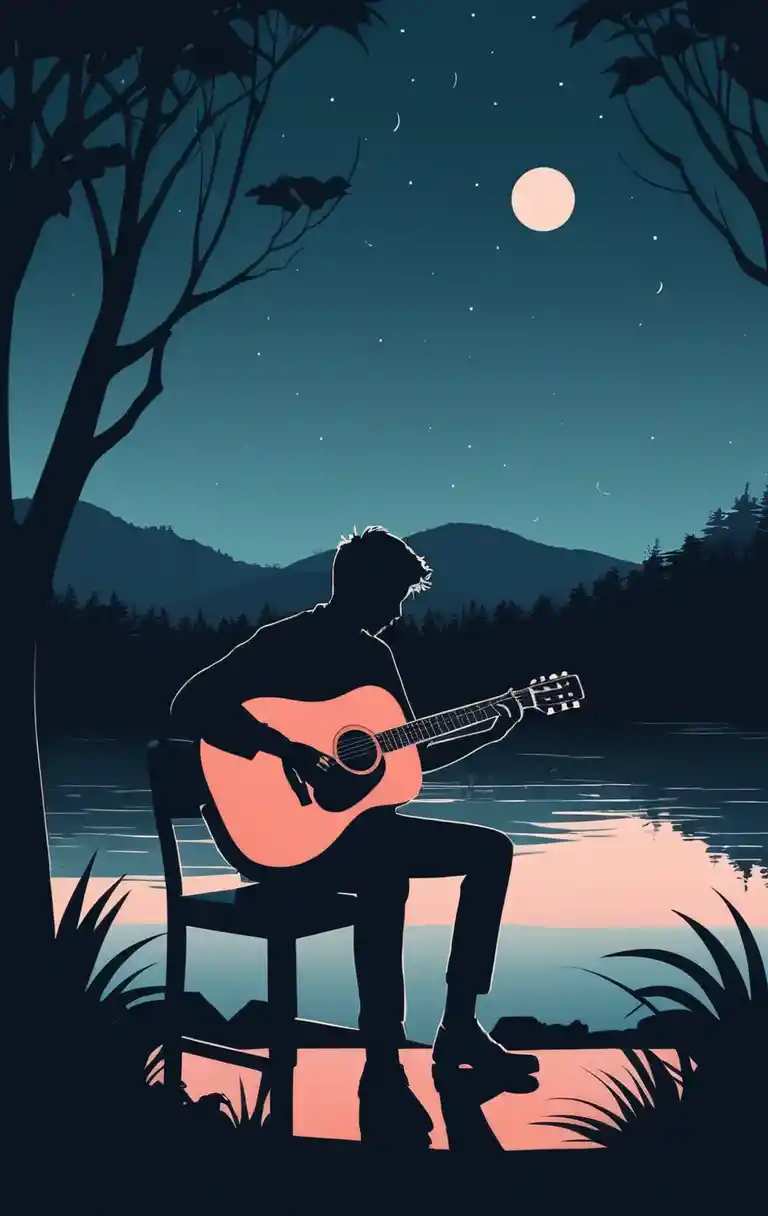 Midnight outdoor scene with a calm relaxed atmosphere