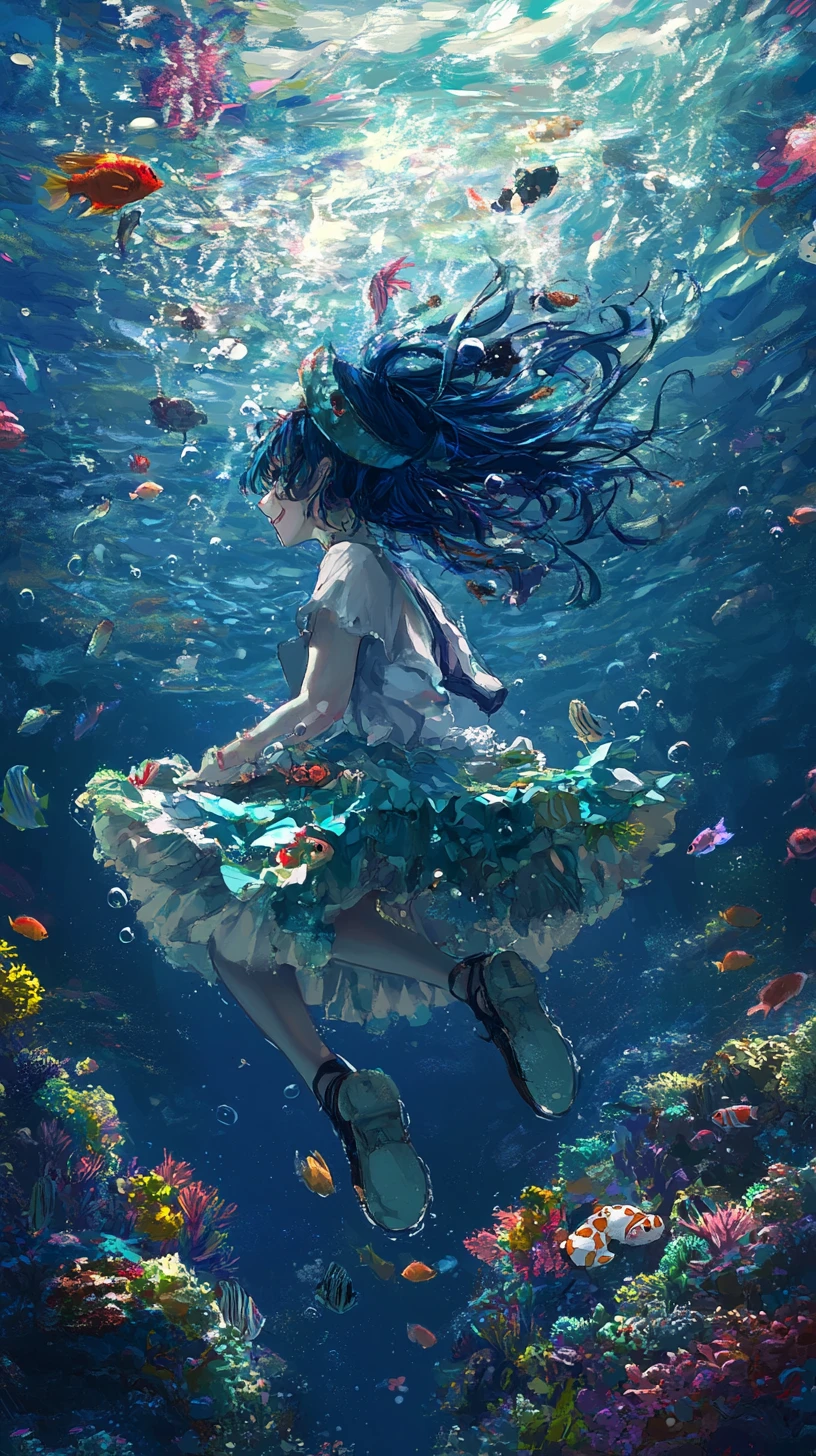 Récif de corail coloré sous l’eau avec de petits poissons