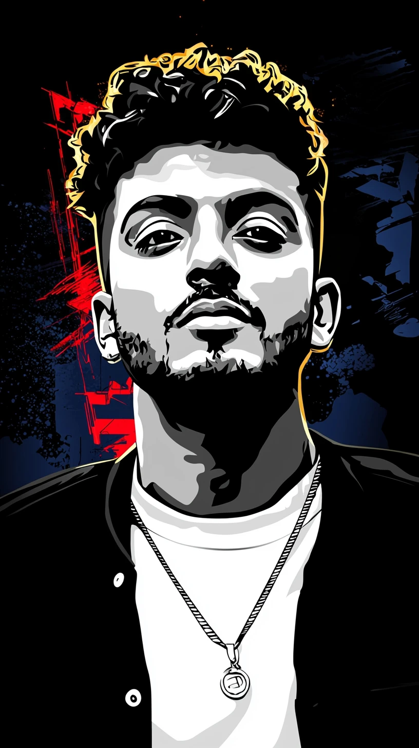 Retrato de jovem confiante em dramática luz de recorte neon