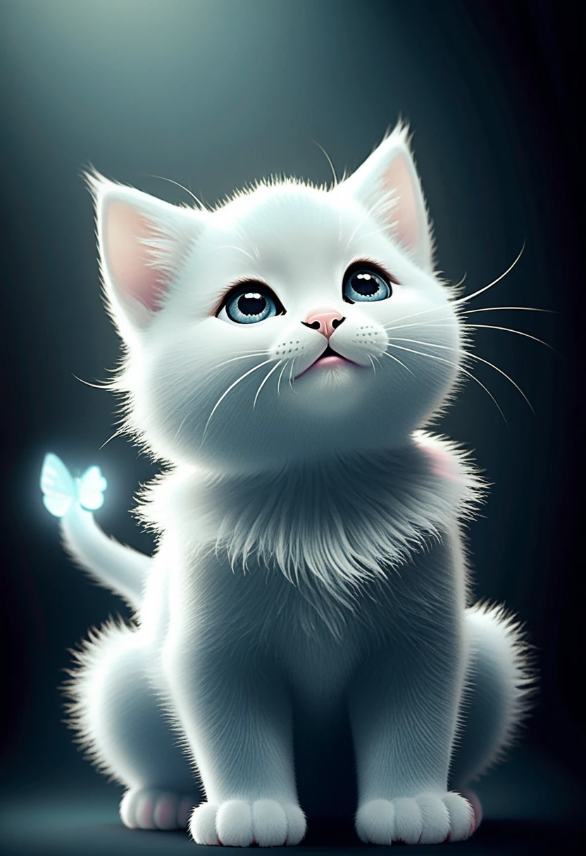 Gatinho preto fofinho com minúscula fada azul