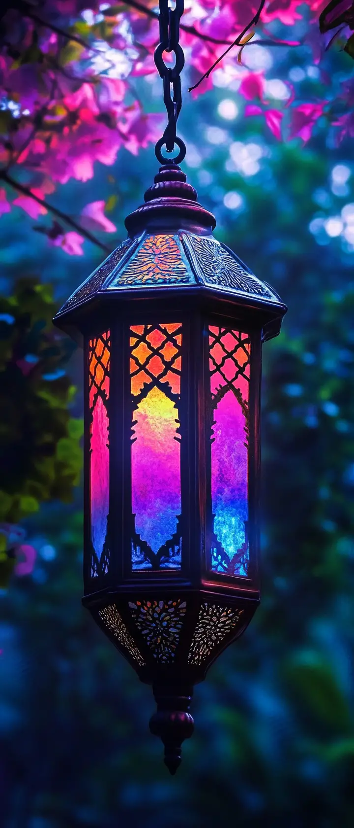 Lanterne mystique lumineuse aux couleurs riches et vives