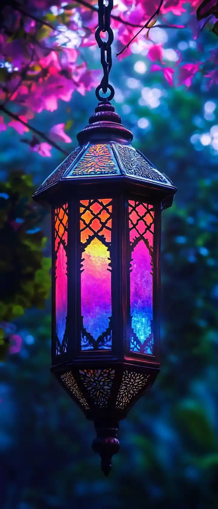 Farol místico y resplandeciente con colores ricos e intensos