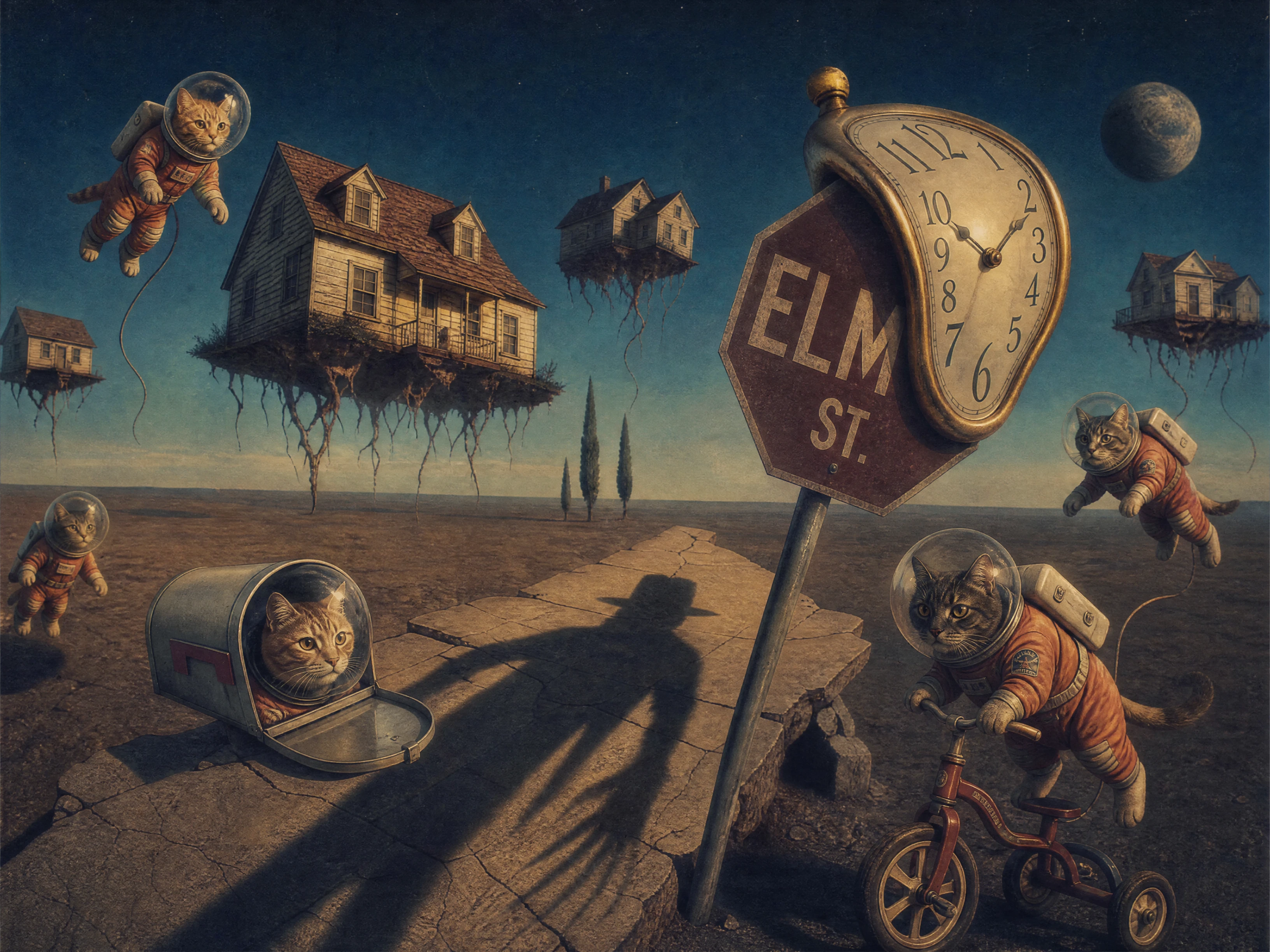 Fotografia in stile pellicola vintage di gatti fantastici nello spazio