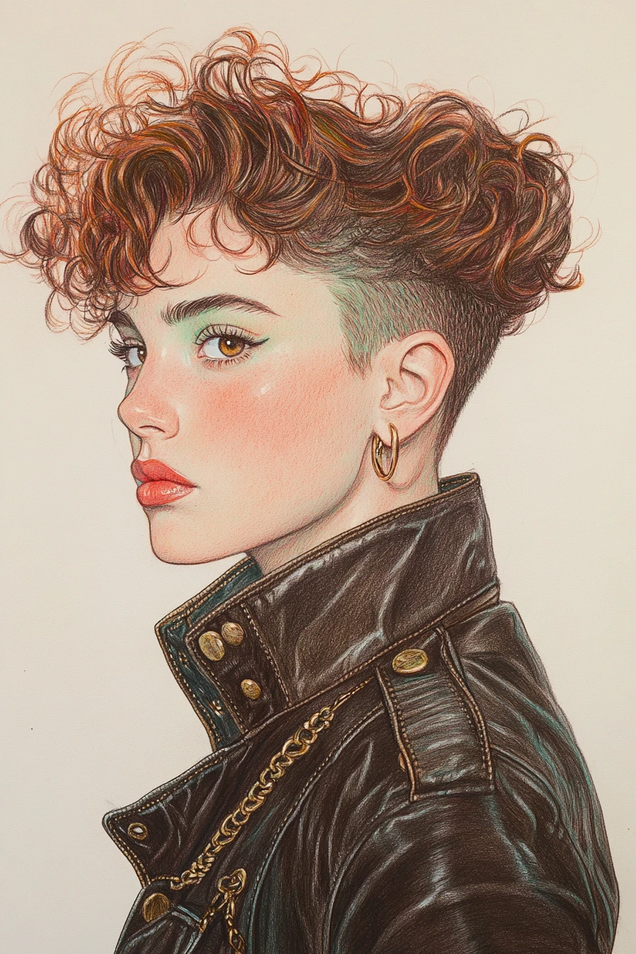 Portrait d’une fille sûre d’elle en dessin réaliste au crayon et à l’encre