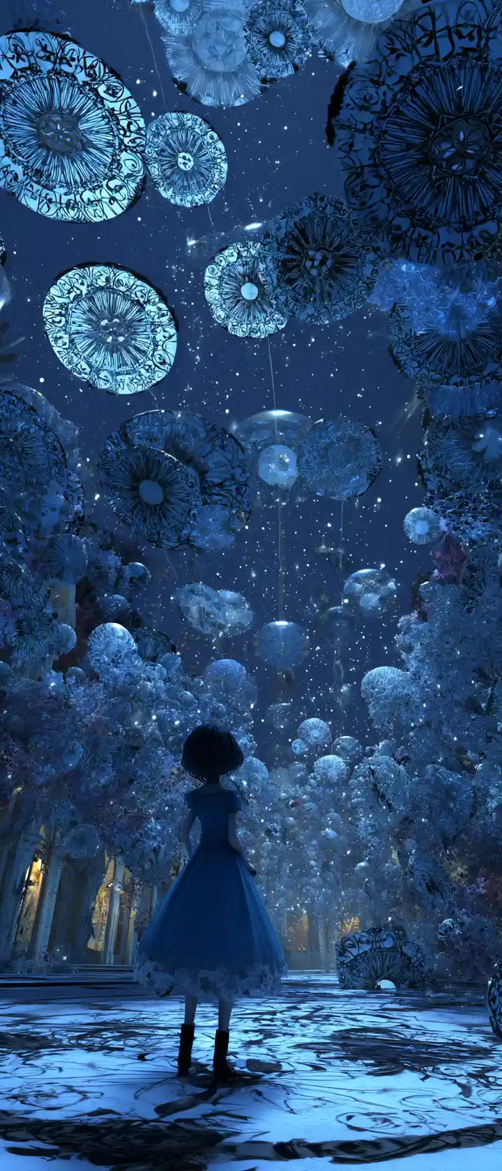 Dreamlike kaleidoscope of romantic night reflections