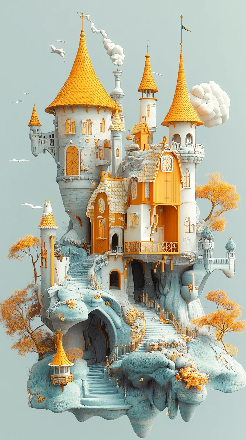 Isometric fairy tale character in mystical pointillist style