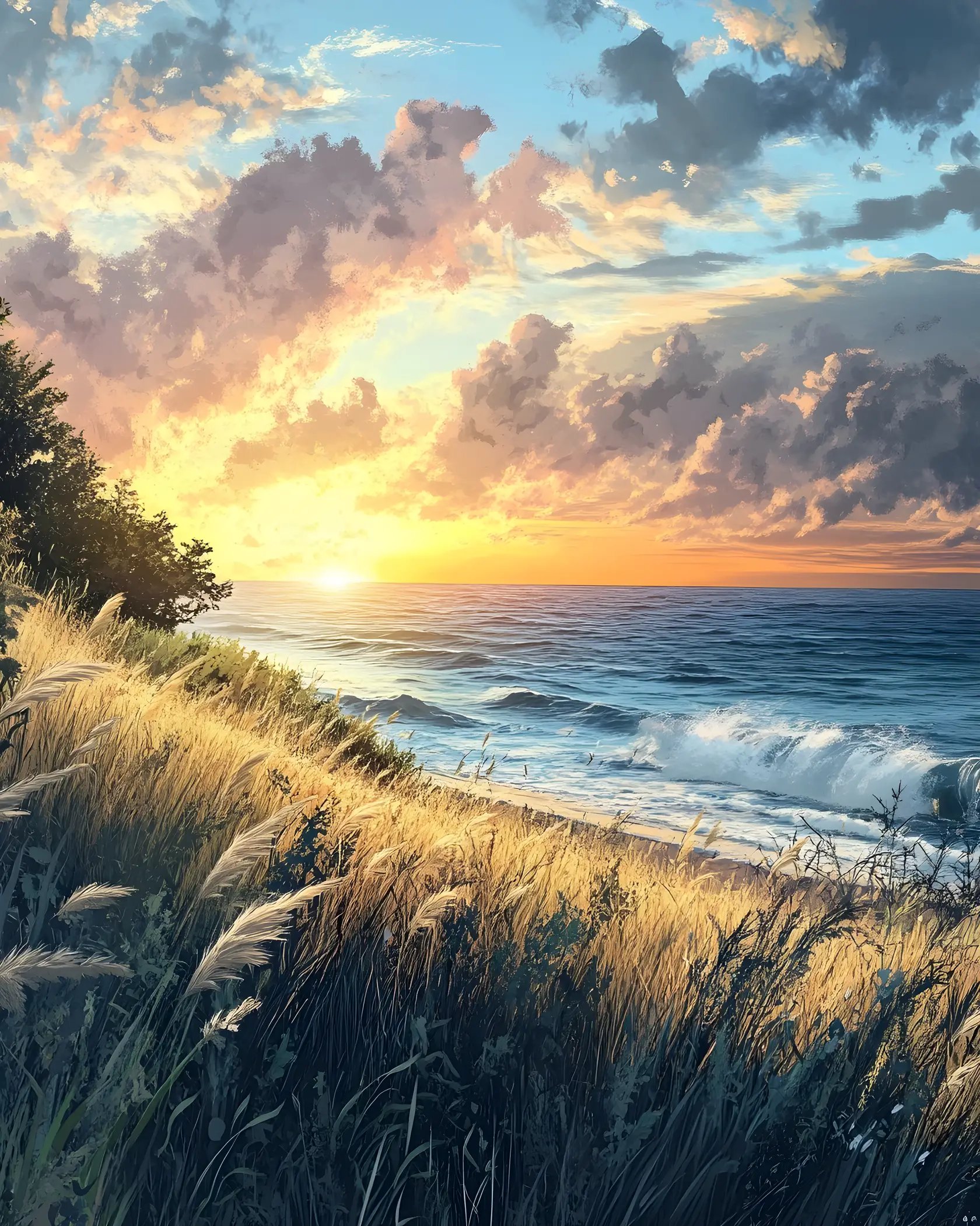 Friedliches Sonnenaufgangsfrühstück mit Blick auf das ferne Meer