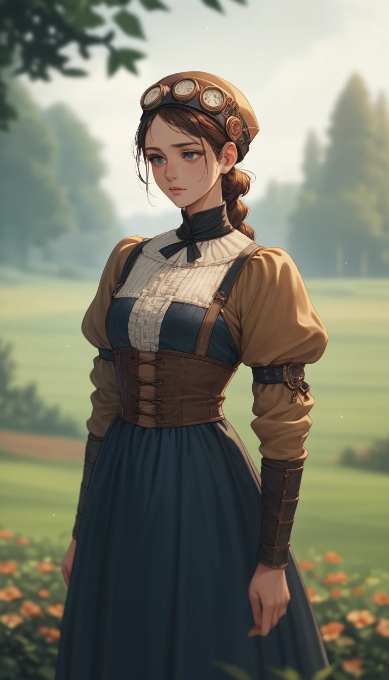 Fille ninja d’anime en tenue noire dans une ville fantastique