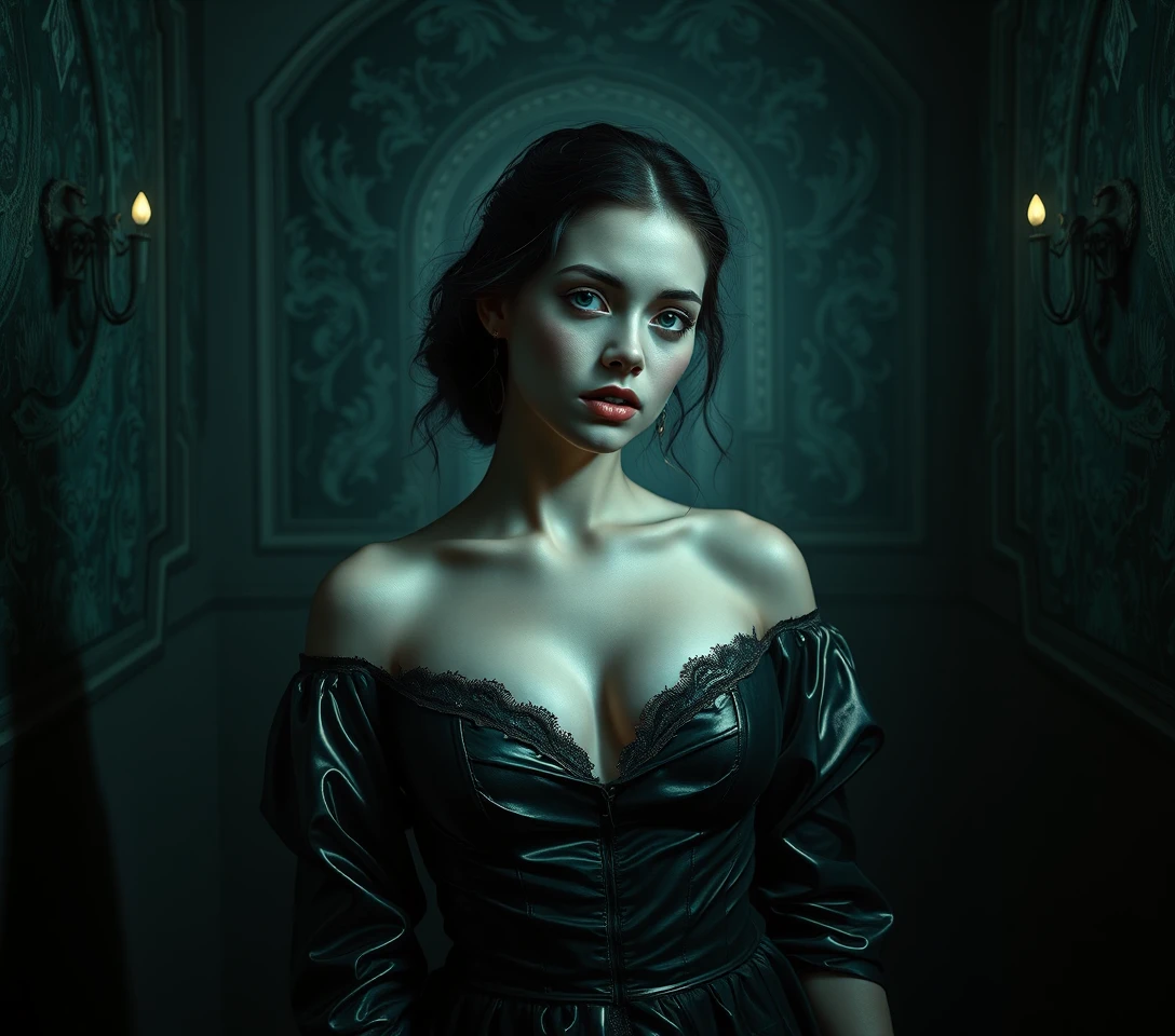 Mulher mística surreal em um retrato simbólico e dramático