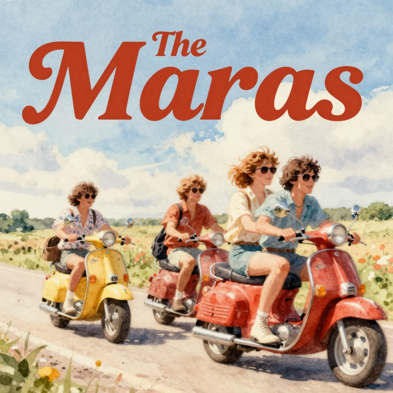 Portada de álbum estilo Britpop nostálgico con energía veraniega
