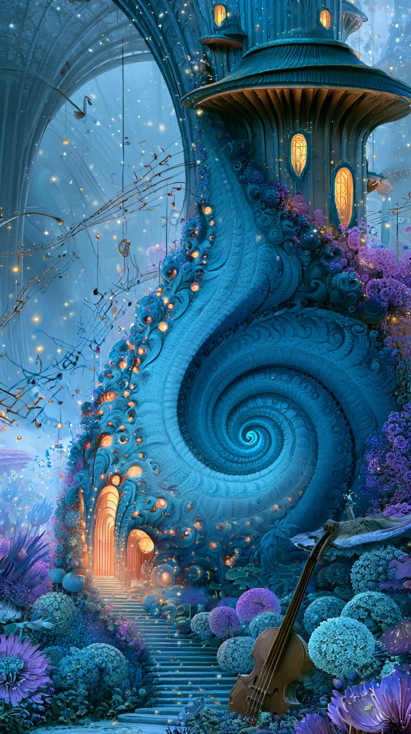 Casa dei sogni frattale magica in un fiabesco mondo fantasy