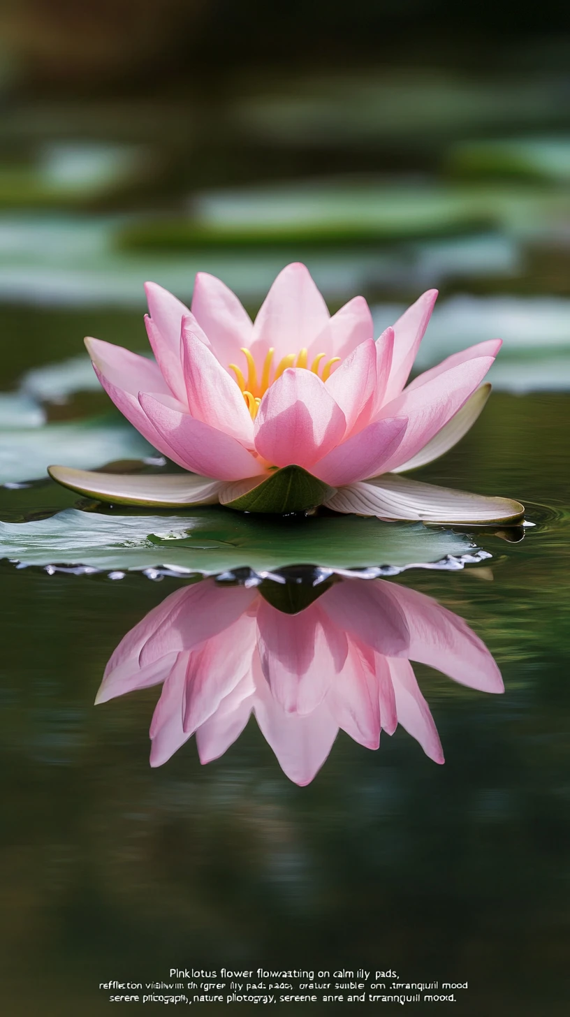 Flor de lótus rosa flutuando suavemente em água parada