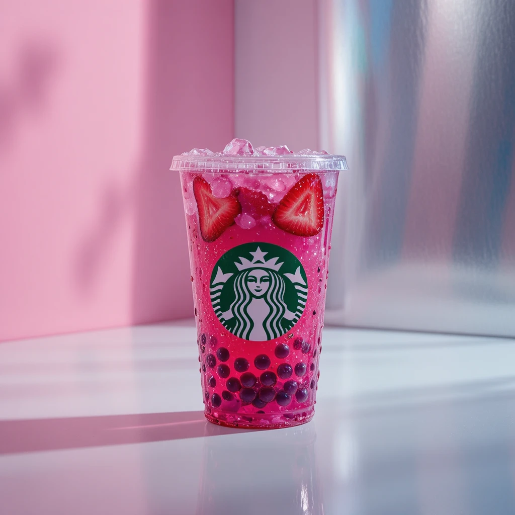 Refresco vibrante de pitaya em copo transparente da Starbucks