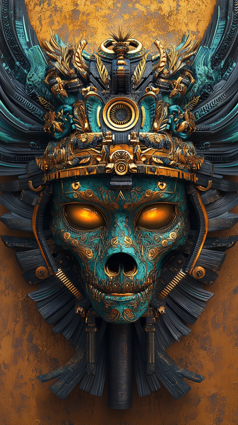 Intricate Symmetrical Tribal Biomechanical Mask Portrait